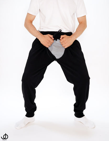 JOpants JackinJoggers Black Cotton Fleece